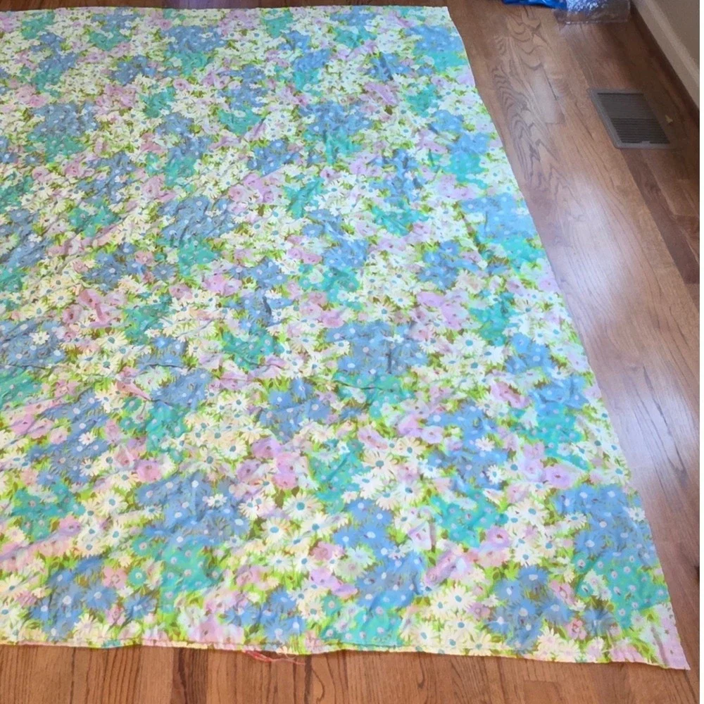 Vintage Handmade Patchwork Quilt Plaid Floral 1960s Farmhouse‎ Americana 70x86